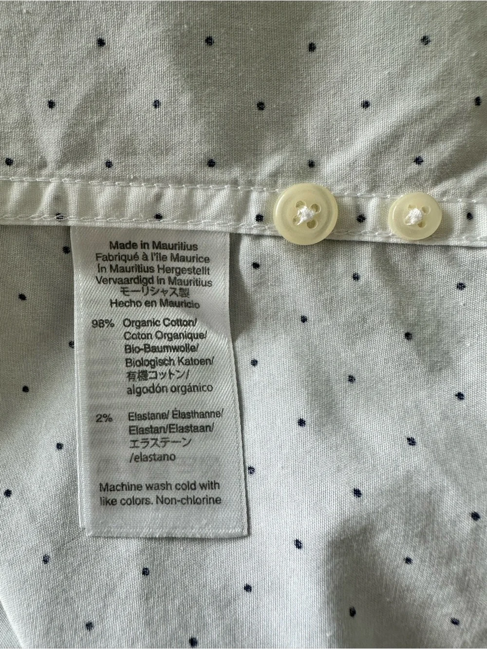 J.Crew Secret Wash Shirting Slim Untucked White Navy Dot Button Down Shirt L